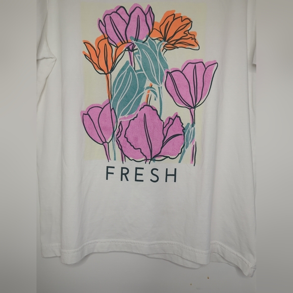 "Stay Fresh" Floral White T Shirt size M - Picture 5 of 16
